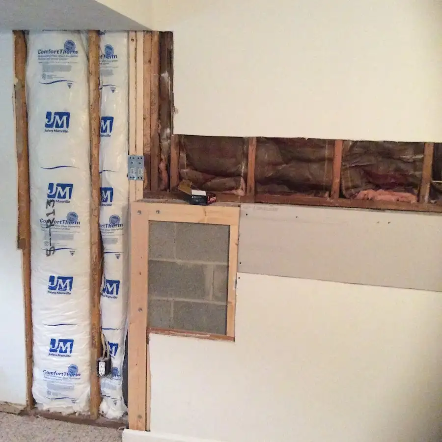 Wall insulation replacement during Basement Flood Cleanup in Maplewood
